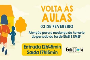 Volta às aulas te novo horário para o período da tarde