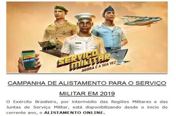 CAMPANHA DE ALISTAMENTO PARA O SERVIÇO MILITAR EM 2019