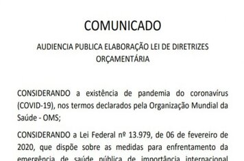 Audiência publica para elaboração da lei de diretrizes orçamentárias.