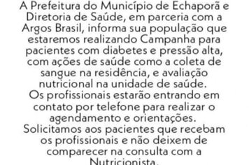 Campanha de diabetes e hipertensão