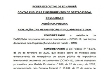 COMUNICADO - PODER EXECUTIVO DE ECHAPORÃ