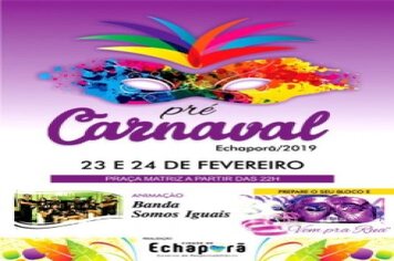 Pré carnaval acontecerá dias 23 e 24 de fevereiro